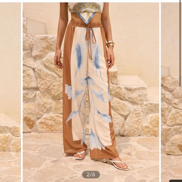 Commense Mid-Rise Floral Print Oversized Pants NWT XS - Picture 2 of 6